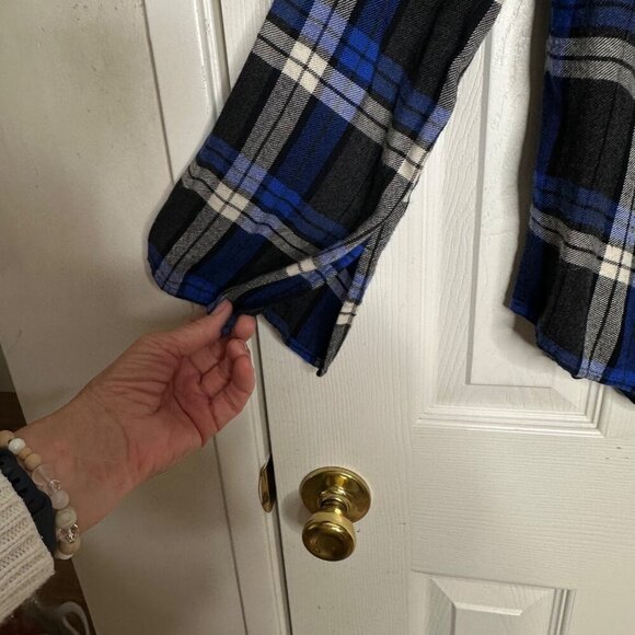 Cloth & Stone Blue Plaid Off The Shoulder Homestead Top Anthropologie Size Med‎ - Picture 7 of 10